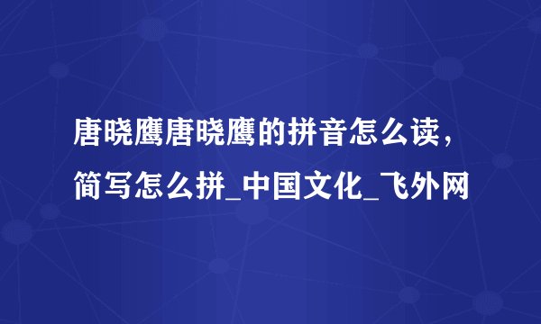 唐晓鹰唐晓鹰的拼音怎么读，简写怎么拼_中国文化_飞外网