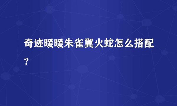 奇迹暖暖朱雀翼火蛇怎么搭配？