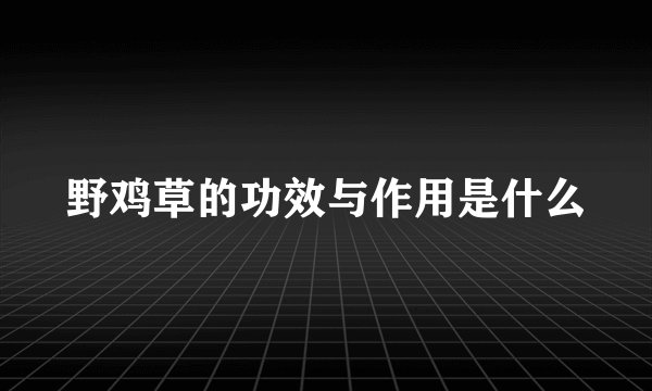 野鸡草的功效与作用是什么