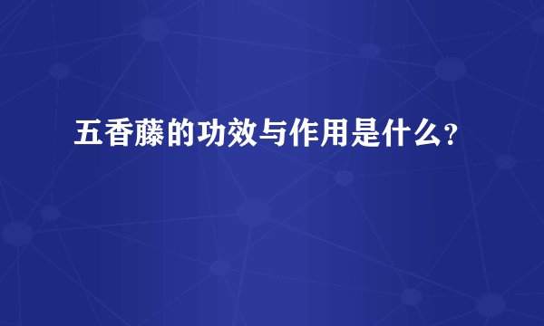 五香藤的功效与作用是什么？