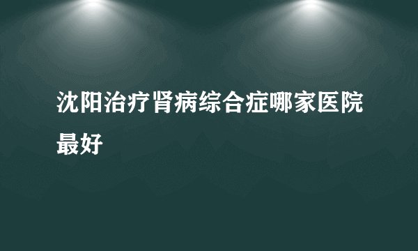 沈阳治疗肾病综合症哪家医院最好
