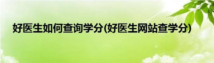 好医生如何查询学分(好医生网站查学分)