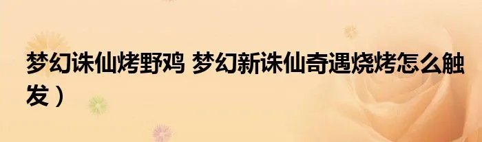 梦幻诛仙烤野鸡 梦幻新诛仙奇遇烧烤怎么触发）