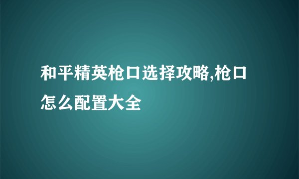 和平精英枪口选择攻略,枪口怎么配置大全
