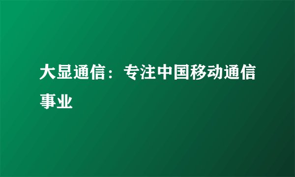 大显通信：专注中国移动通信事业