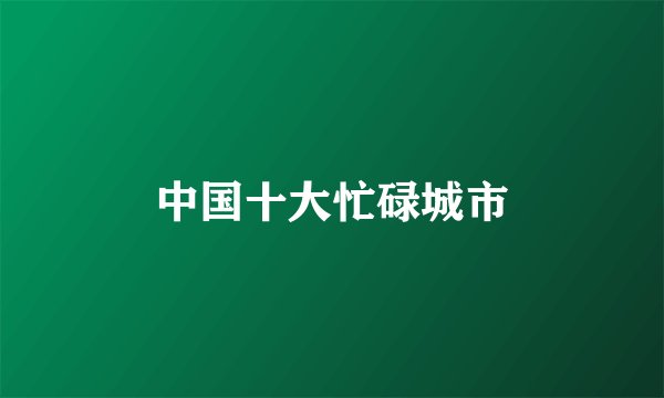 中国十大忙碌城市