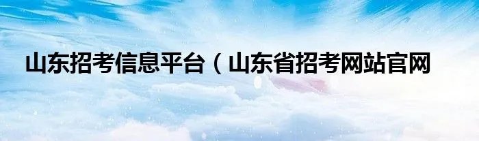 山东招考信息平台（山东省招考网站官网