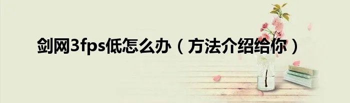 剑网3fps低怎么办（方法介绍给你）