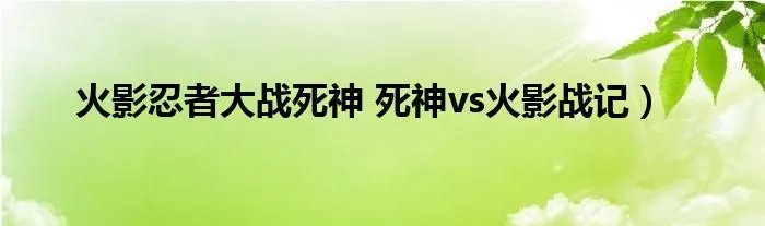 火影忍者大战死神 死神vs火影战记）