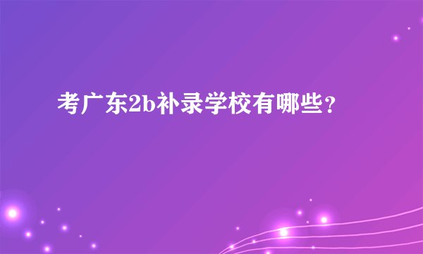 考广东2b补录学校有哪些？