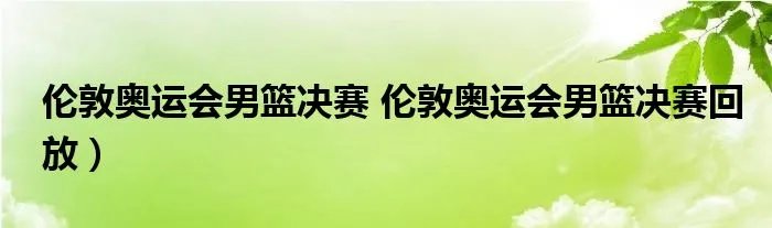 伦敦奥运会男篮决赛 伦敦奥运会男篮决赛回放）
