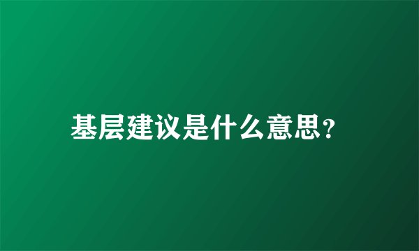 基层建议是什么意思？