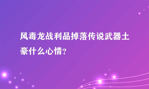 风毒龙战利品掉落传说武器土豪什么心情？