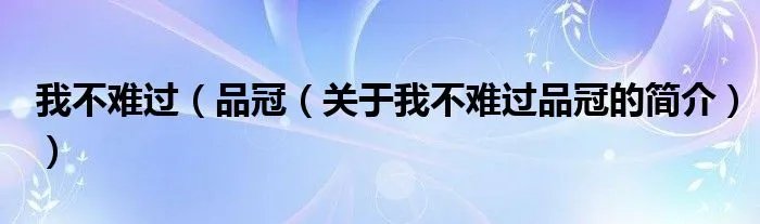 我不难过（品冠（关于我不难过品冠的简介））