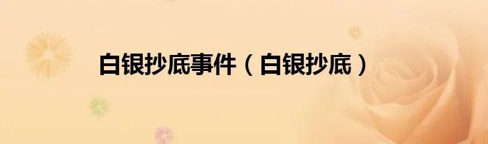白银抄底事件（白银抄底）