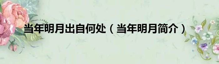当年明月出自何处(当年明月简介)