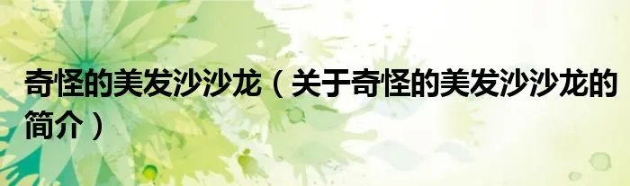奇怪的美发沙沙龙（关于奇怪的美发沙沙龙的简介）