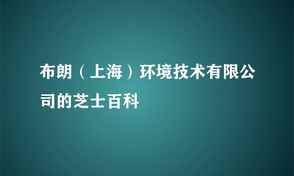 布朗（上海）环境技术有限公司的芝士百科