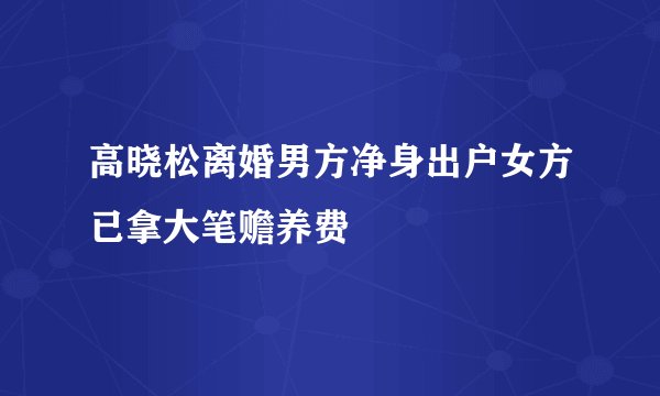 高晓松离婚男方净身出户女方已拿大笔赡养费