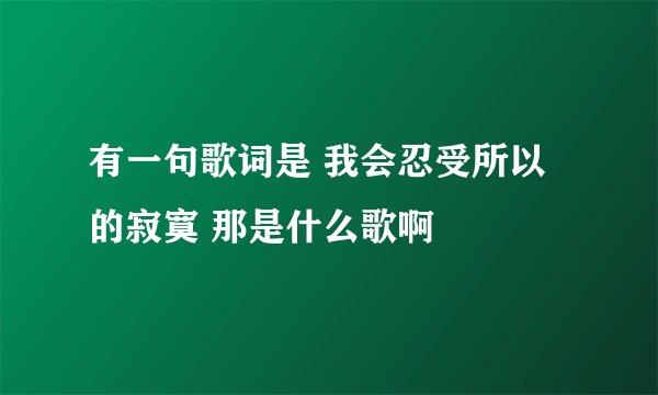 有一句歌词是 我会忍受所以的寂寞 那是什么歌啊