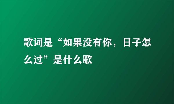歌词是“如果没有你，日子怎么过”是什么歌