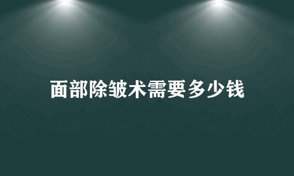 面部除皱术需要多少钱