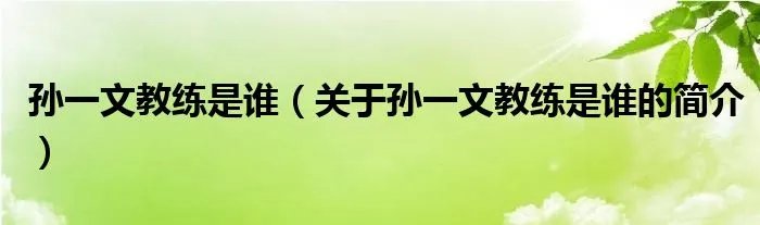 孙一文教练是谁（关于孙一文教练是谁的简介）