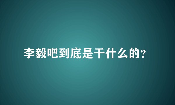 李毅吧到底是干什么的？
