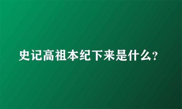 史记高祖本纪下来是什么？