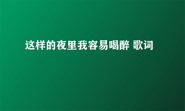 这样的夜里我容易喝醉 歌词