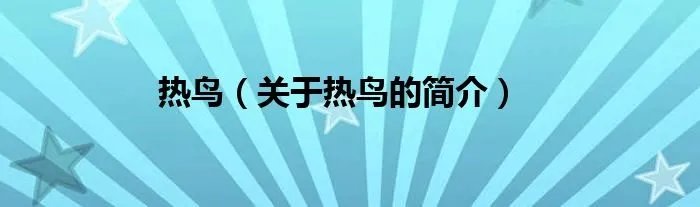 热鸟（关于热鸟的简介）