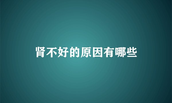 肾不好的原因有哪些
