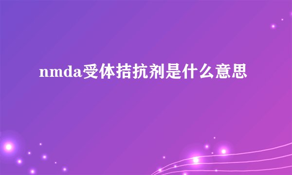 nmda受体拮抗剂是什么意思