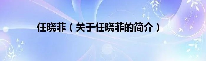 任晓菲（关于任晓菲的简介）