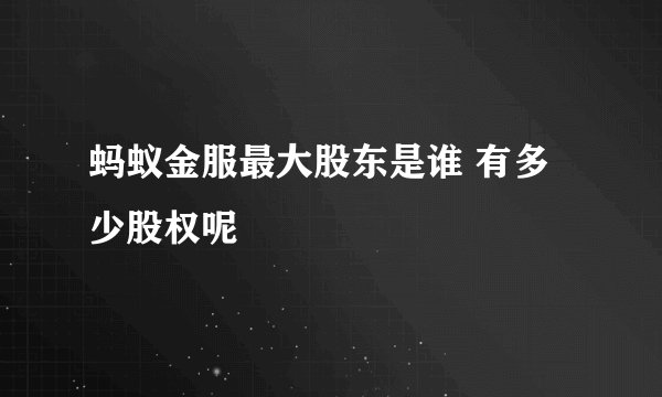 蚂蚁金服最大股东是谁 有多少股权呢