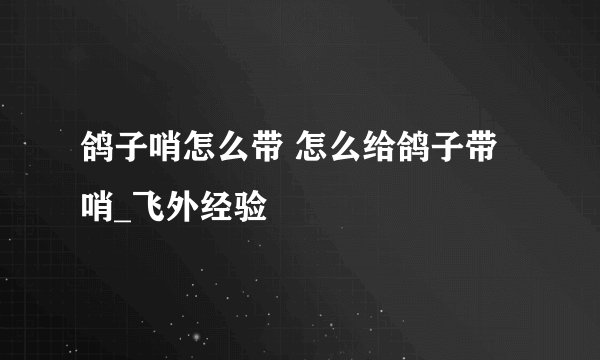 鸽子哨怎么带 怎么给鸽子带哨_飞外经验