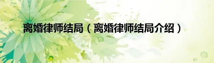 离婚律师结局（离婚律师结局介绍）