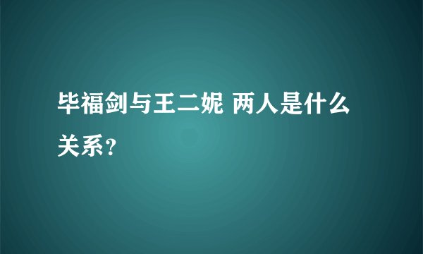 毕福剑与王二妮 两人是什么关系？