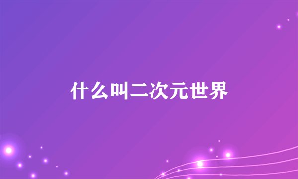 什么叫二次元世界