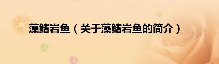 藻鳍岩鱼（关于藻鳍岩鱼的简介）