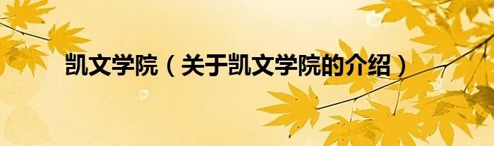 凯文学院（关于凯文学院的介绍）