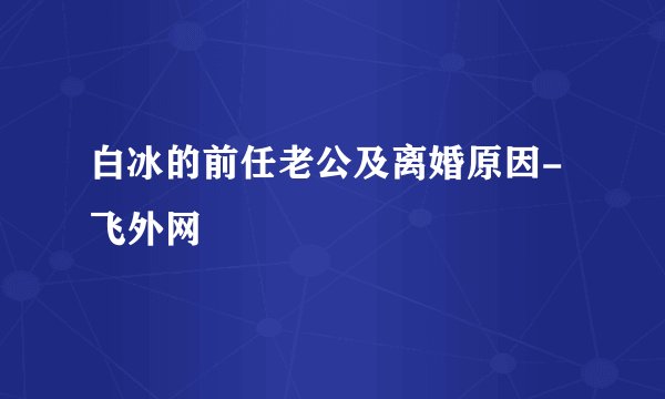 白冰的前任老公及离婚原因-飞外网