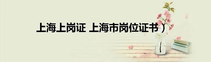 上海上岗证 上海市岗位证书）