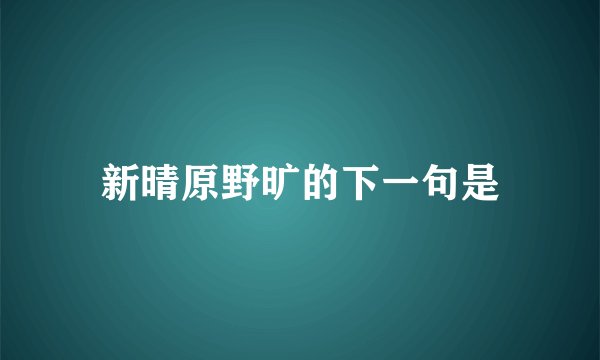 新晴原野旷的下一句是