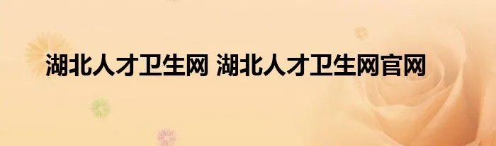 湖北人才卫生网 湖北人才卫生网官网