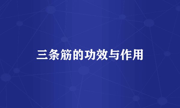三条筋的功效与作用