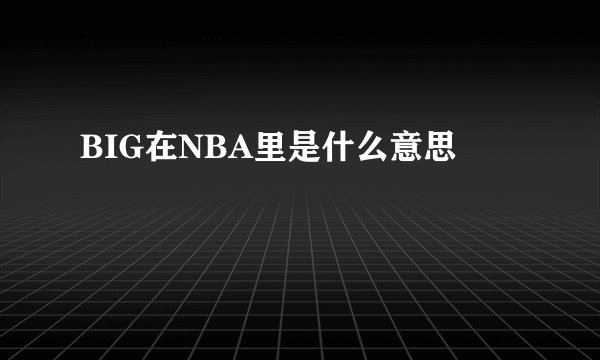 BIG在NBA里是什么意思
