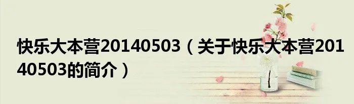 快乐大本营20140503（关于快乐大本营20140503的简介）