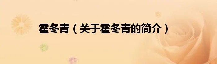 霍冬青（关于霍冬青的简介）