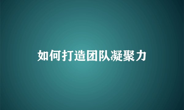 如何打造团队凝聚力
